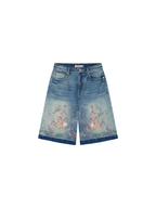 Classic beaded embroidery denim shorts