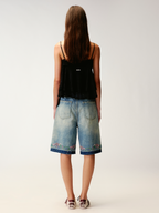 Classic beaded embroidery denim shorts