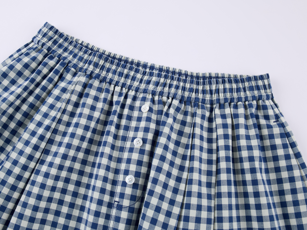 Rocking horse motif lace trims spliced plaid skirt