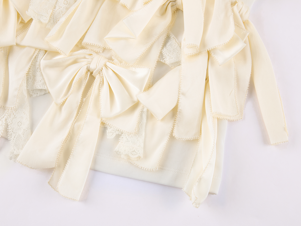 3d satin lace bow cami
