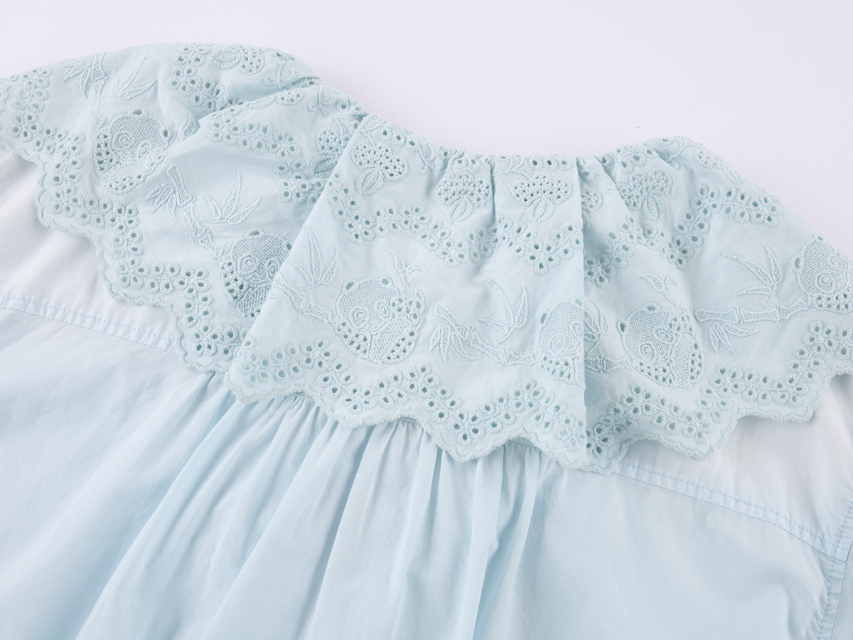 Ruffled collar cutout embroidered shirt