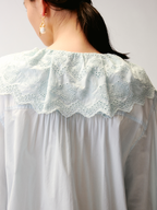 Ruffled collar cutout embroidered shirt