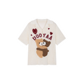 Hand-crocheted cutout teddy bear knit T-shirt