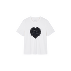 Heart lace swan beaded T-shirt