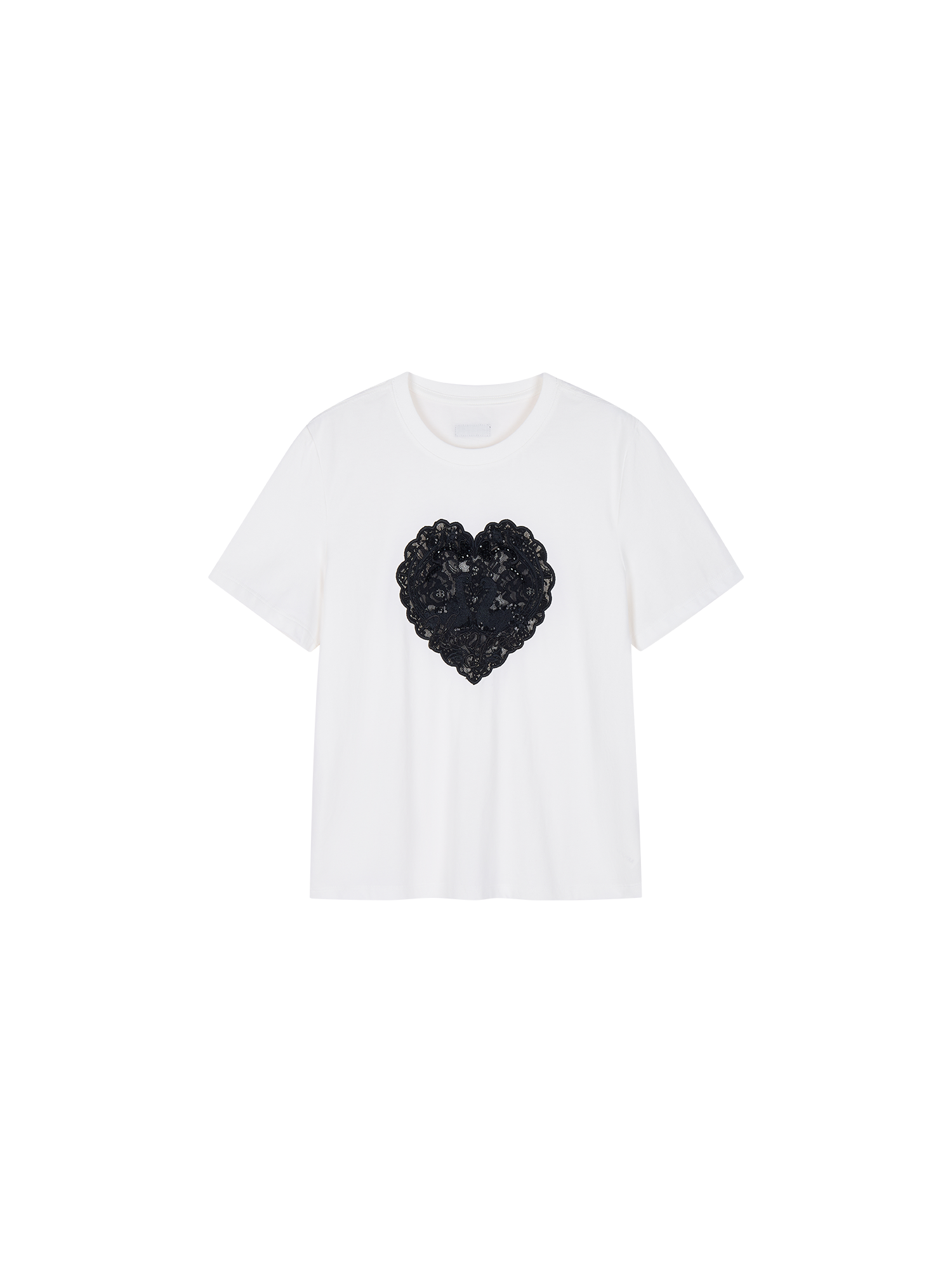 Heart lace swan beaded T-shirt