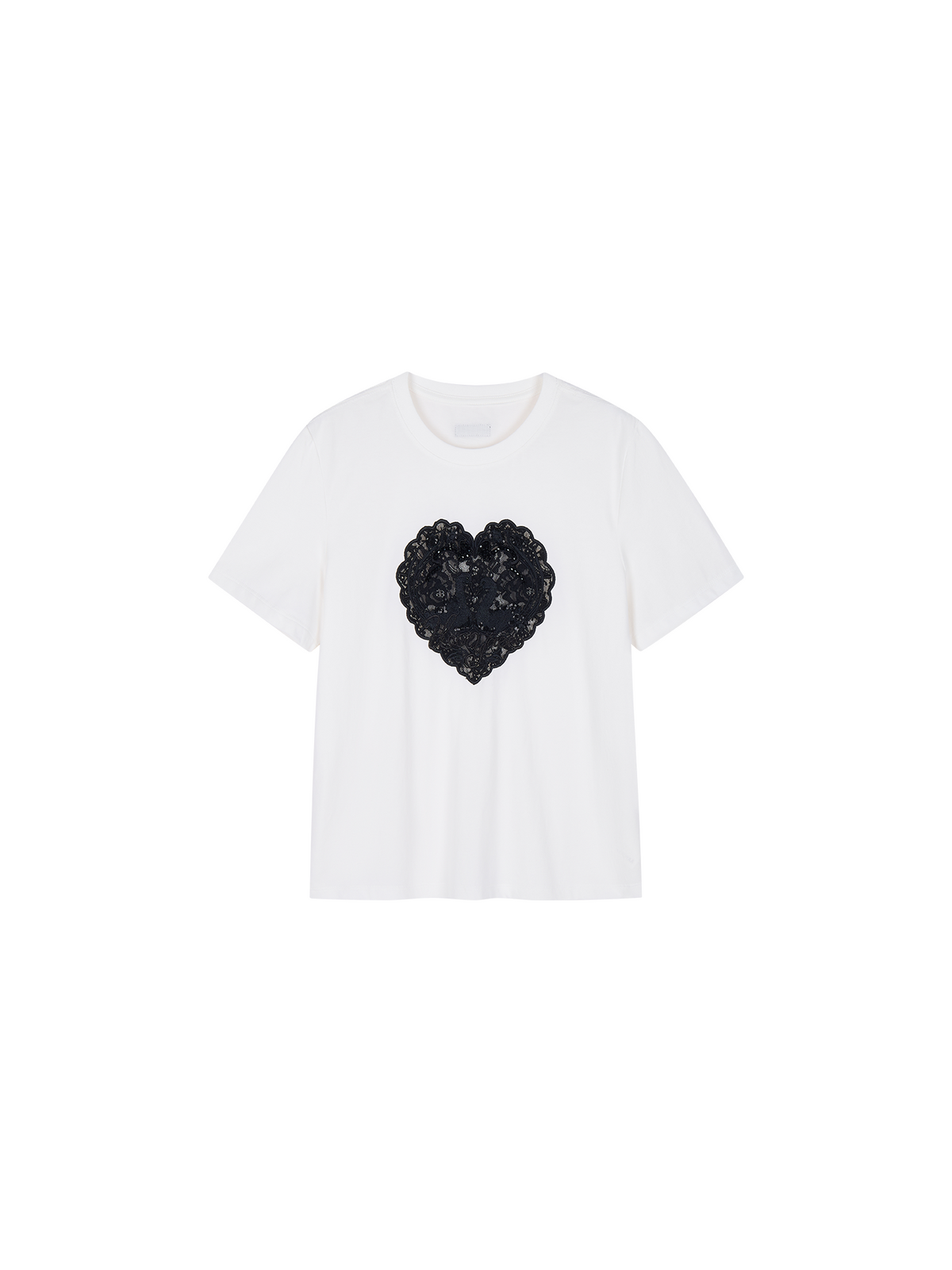 Heart lace swan beaded T-shirt