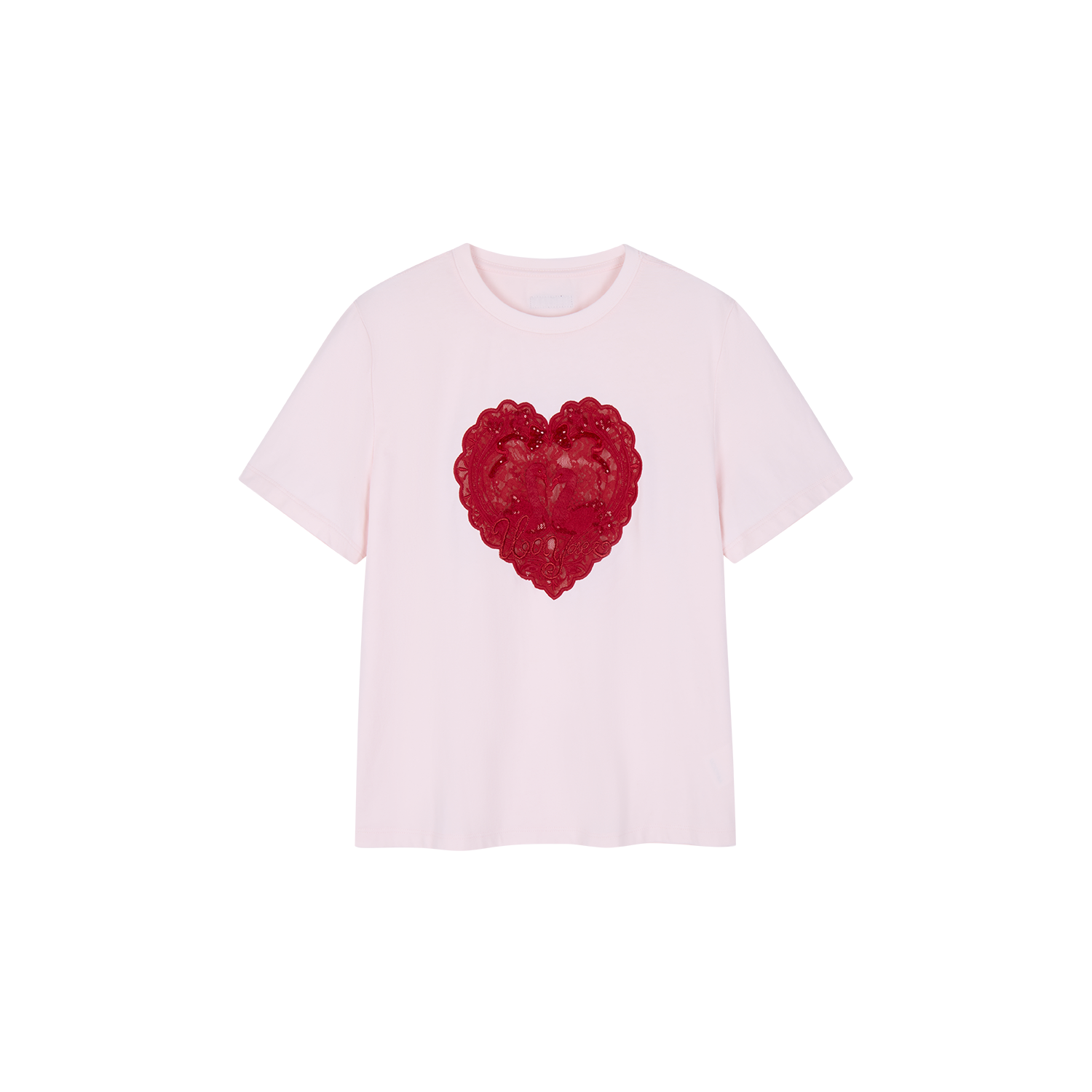 Heart lace swan beaded T-shirt