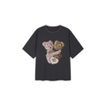 Embroidered teddy bear heart crewneck T-shirt