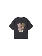 Embroidered teddy bear heart crewneck T-shirt