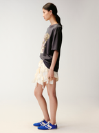 Embroidered teddy bear heart crewneck T-shirt