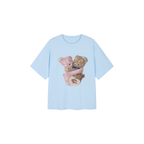 Embroidered teddy bear heart crewneck T-shirt