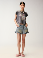 Embroidered heart bear T-shirt