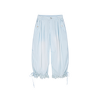 Cutout embroidered seven-point cargo pants