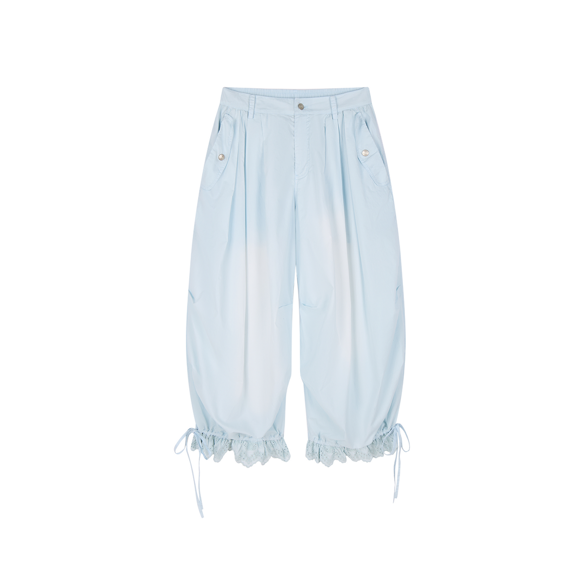 Cutout embroidered seven-point cargo pants