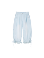 Cutout embroidered seven-point cargo pants