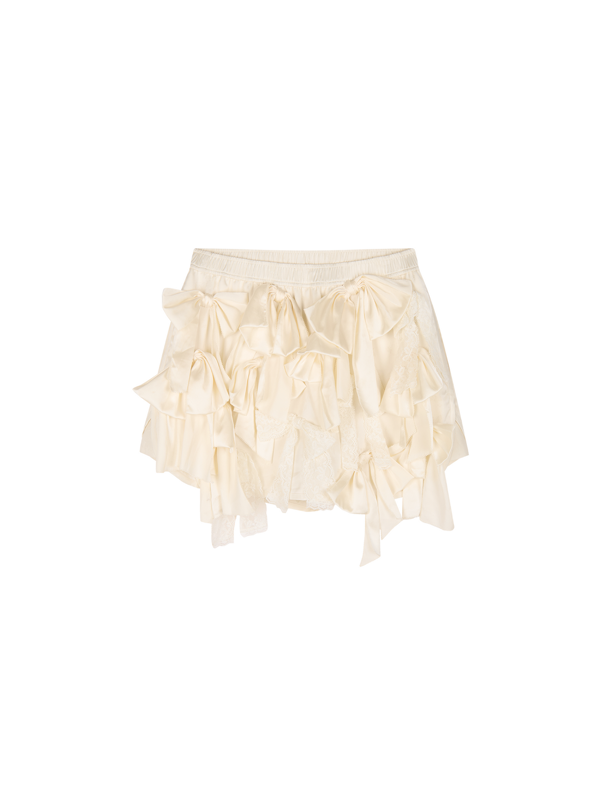 3d satin lace bow mini skirt