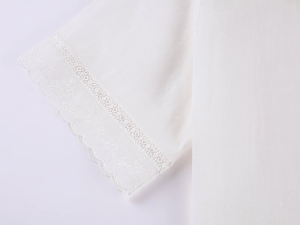 Cutout embroidered sailor collar shirt