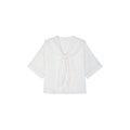 Cutout embroidered sailor collar shirt
