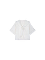 Cutout embroidered sailor collar shirt