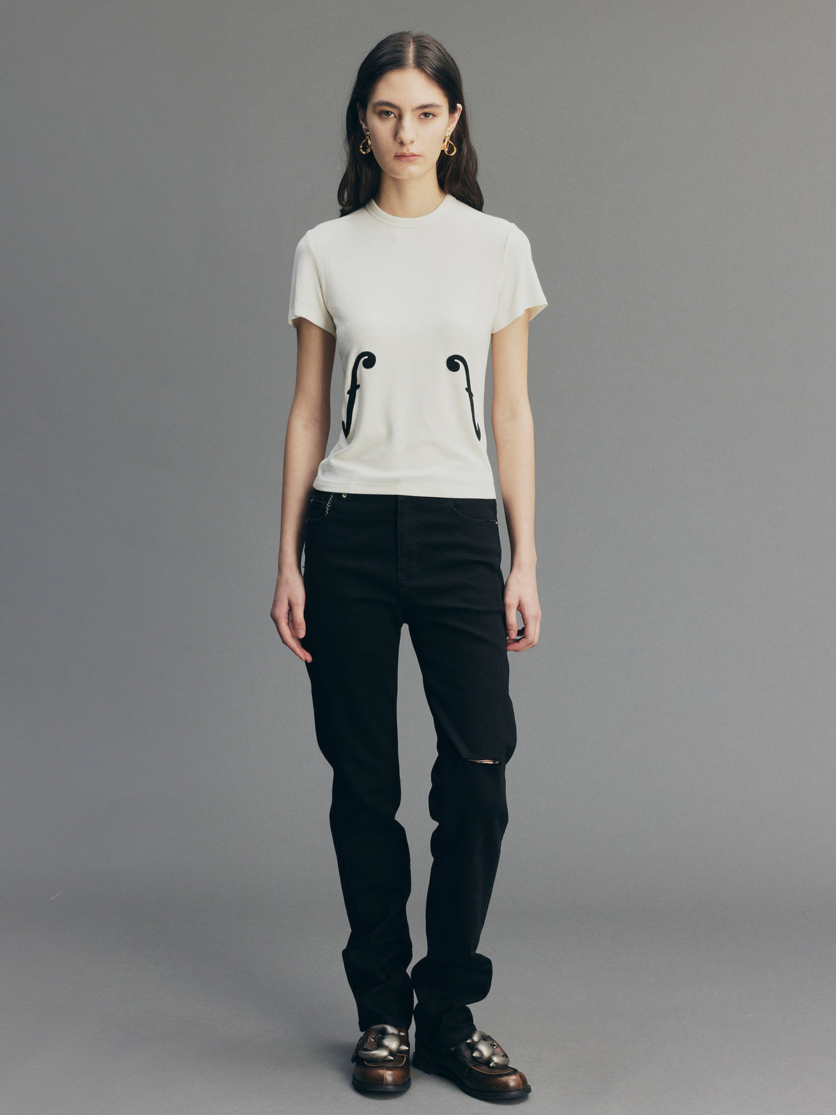 Youthful Flocked Note Graphic T-Shirt