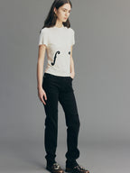 Youthful Flocked Note Graphic T-Shirt