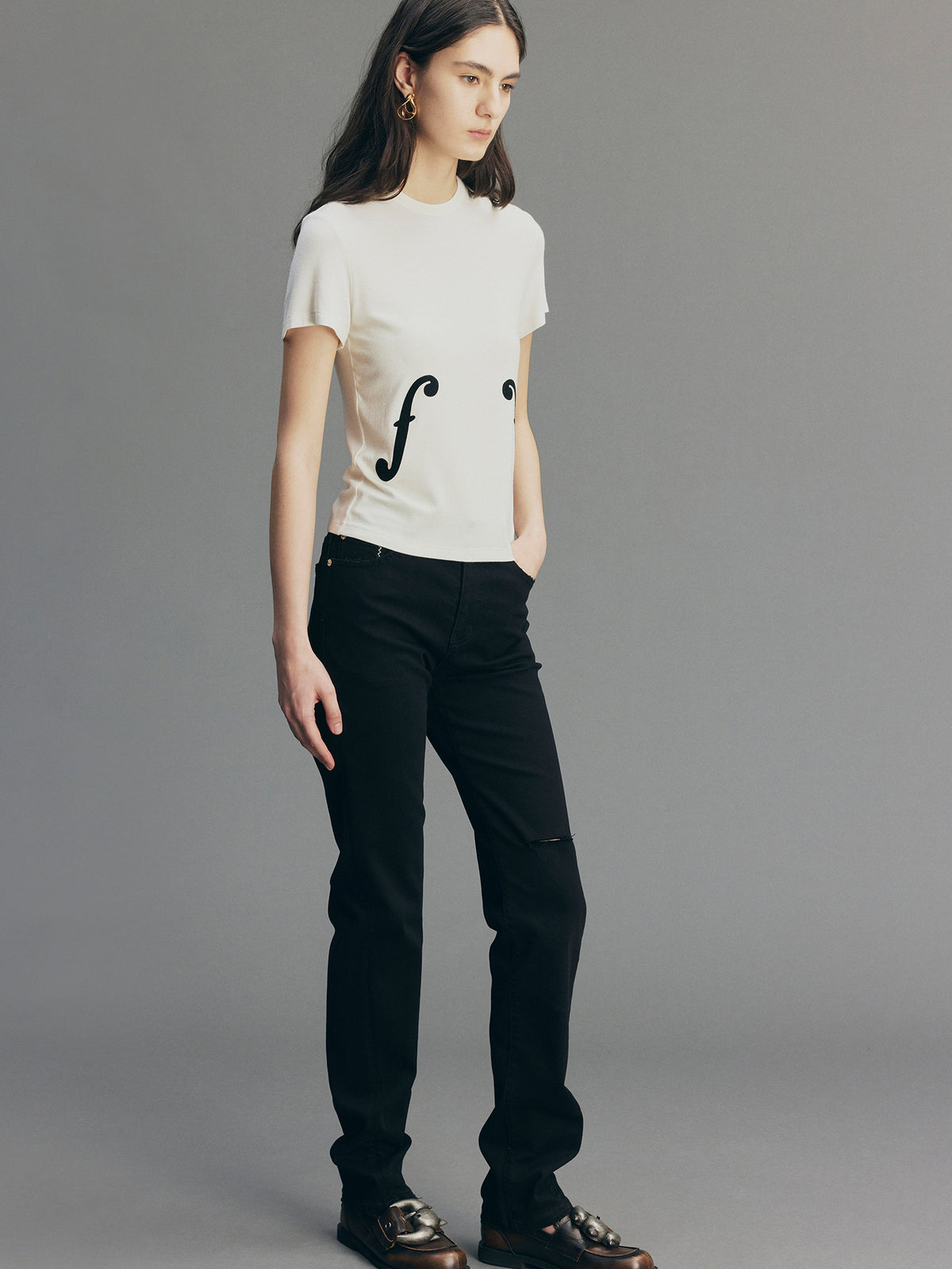 Youthful Flocked Note Graphic T-Shirt
