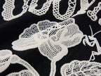 Lace insect and floral motif ringer T-shirt