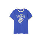 Lace insect and floral motif ringer T-shirt