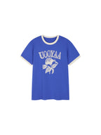 Lace insect and floral motif ringer T-shirt