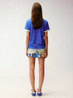 Lace insect and floral motif ringer T-shirt