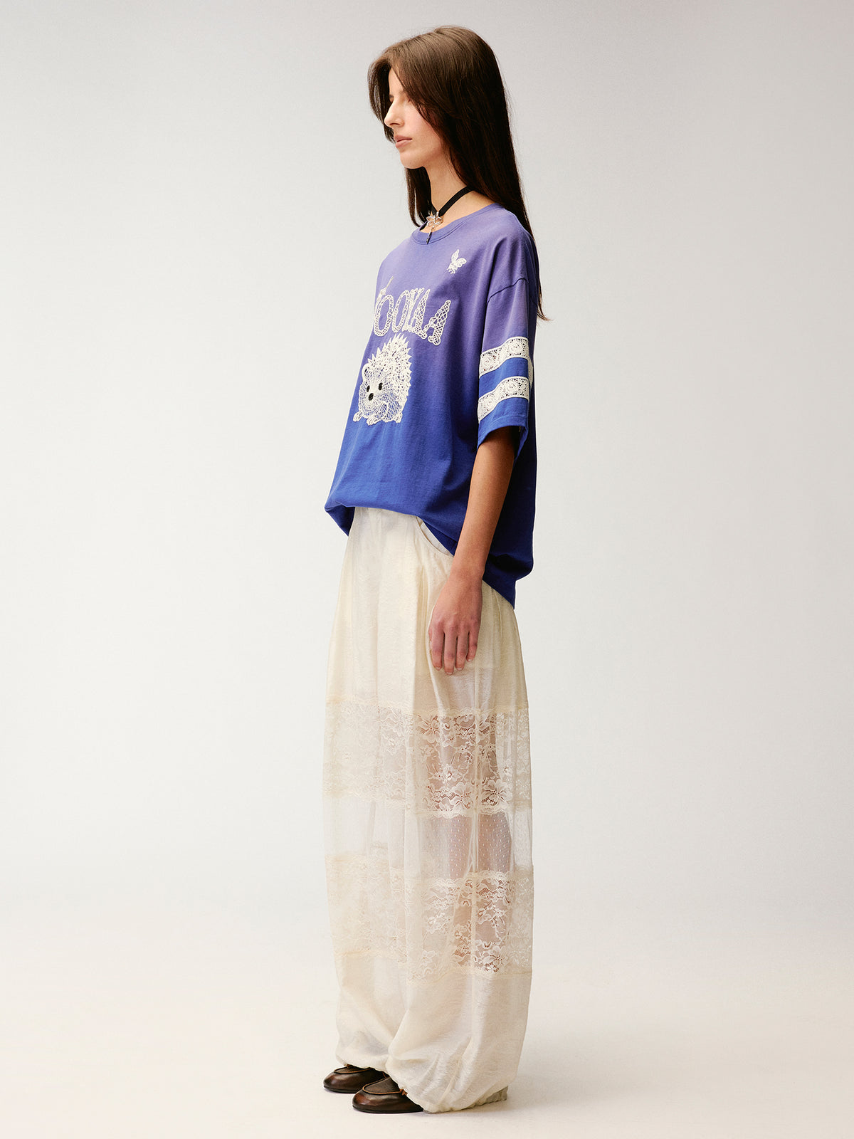 Lace embroidered hedgehog T-shirt