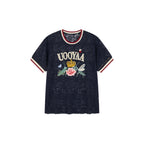 Insect and floral embroidered lace T-shirt