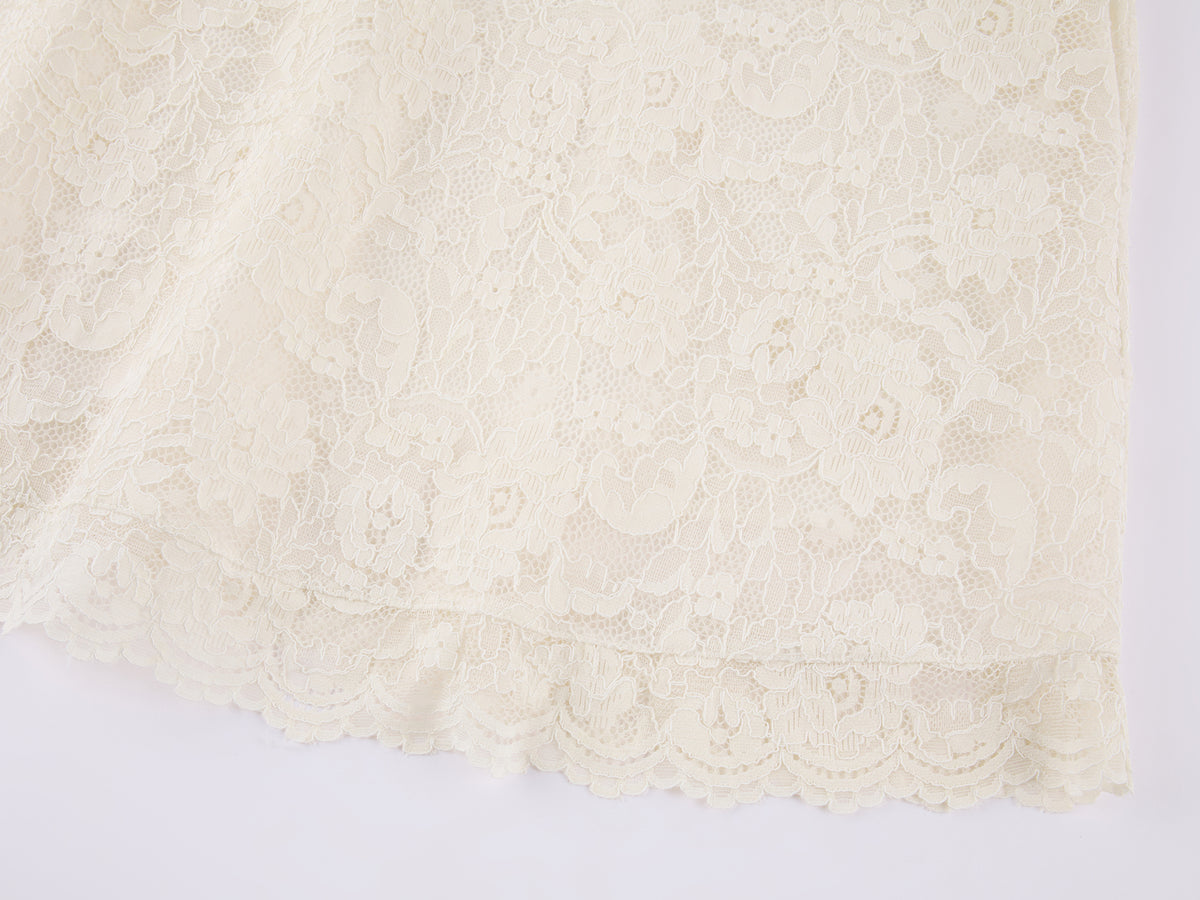 Insect and floral motif raglan sleeve lace dress