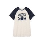 Insect and floral motif raglan sleeve lace dress