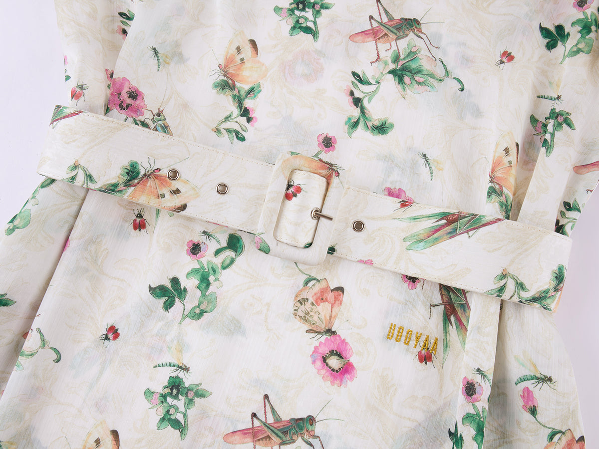 Insect and floral print dress