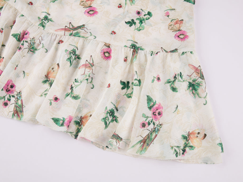 Insect and floral print dress