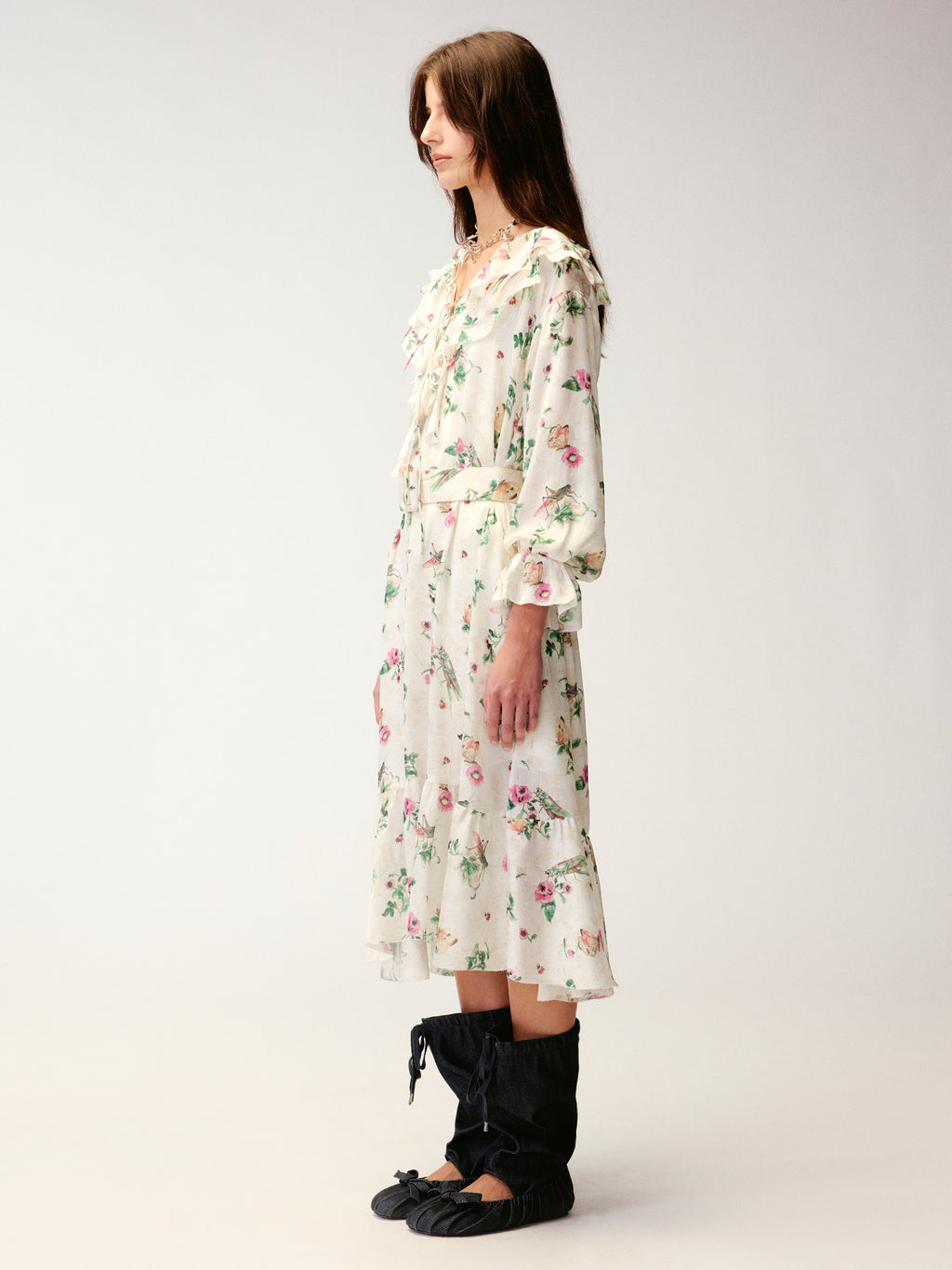 Insect and floral print dress