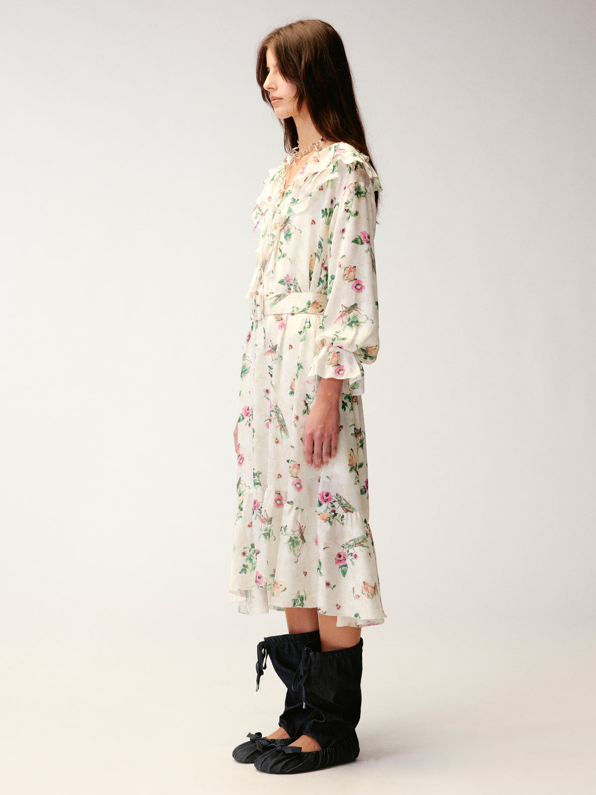 Insect and floral print dress