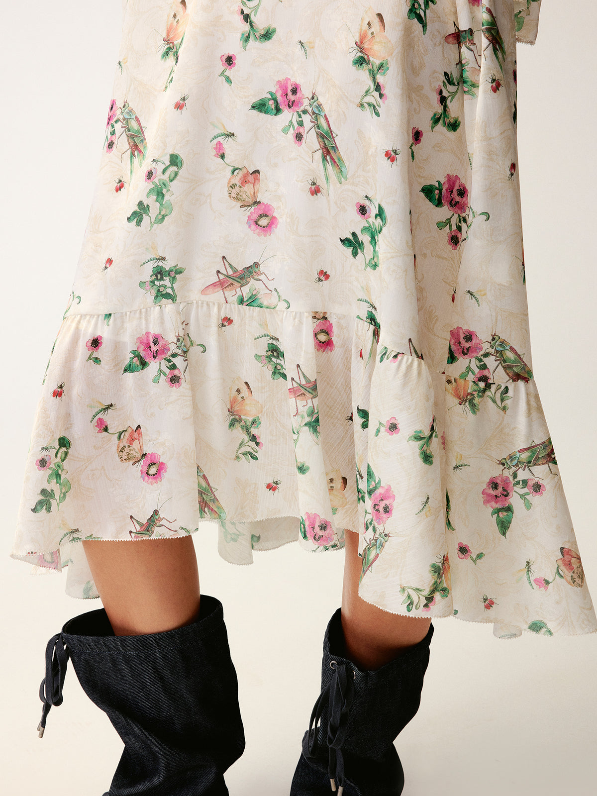 Insect and floral print dress