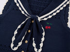 Sailor collar cutout knit vest dress