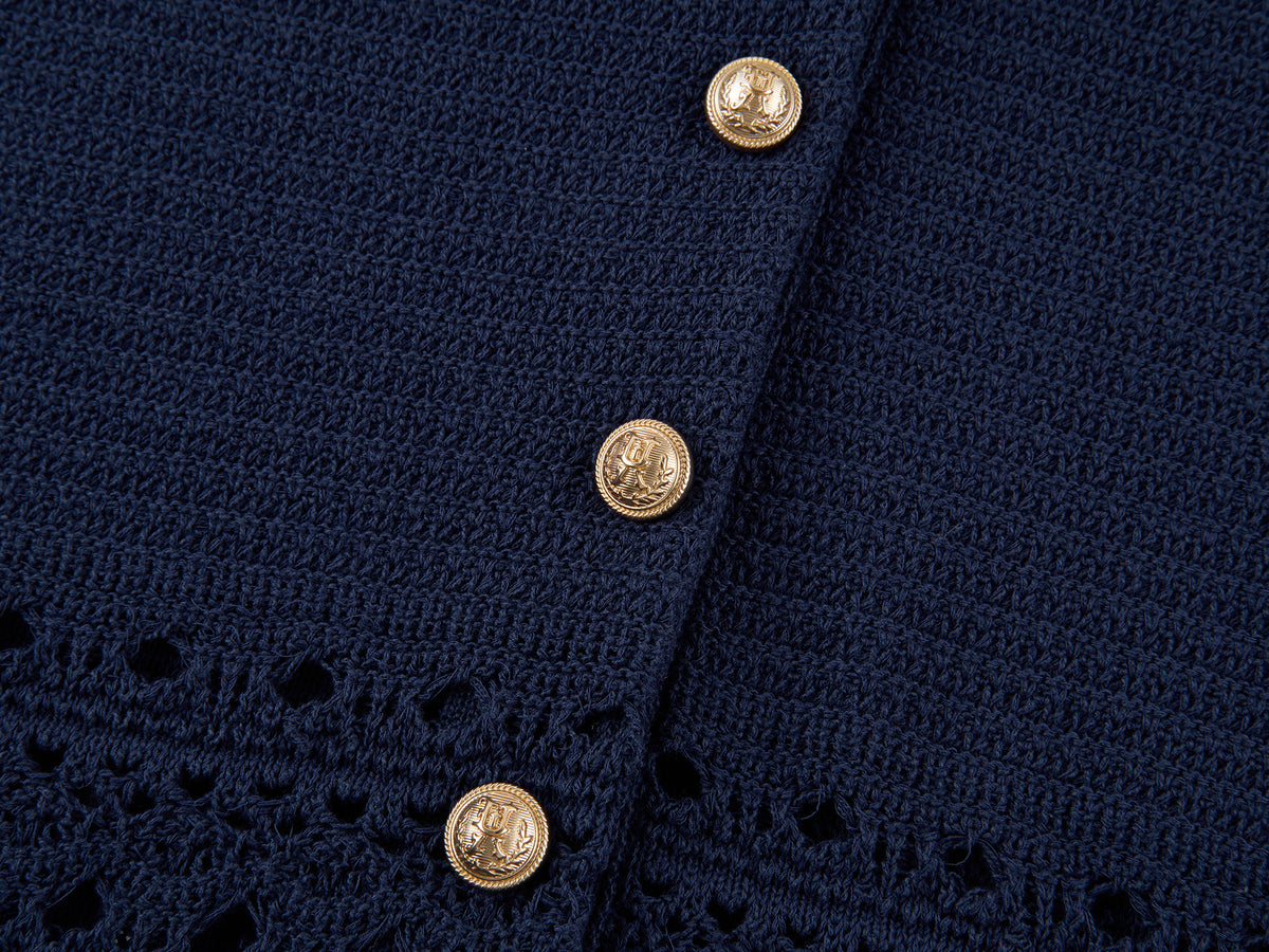 Sailor collar cutout knit vest dress