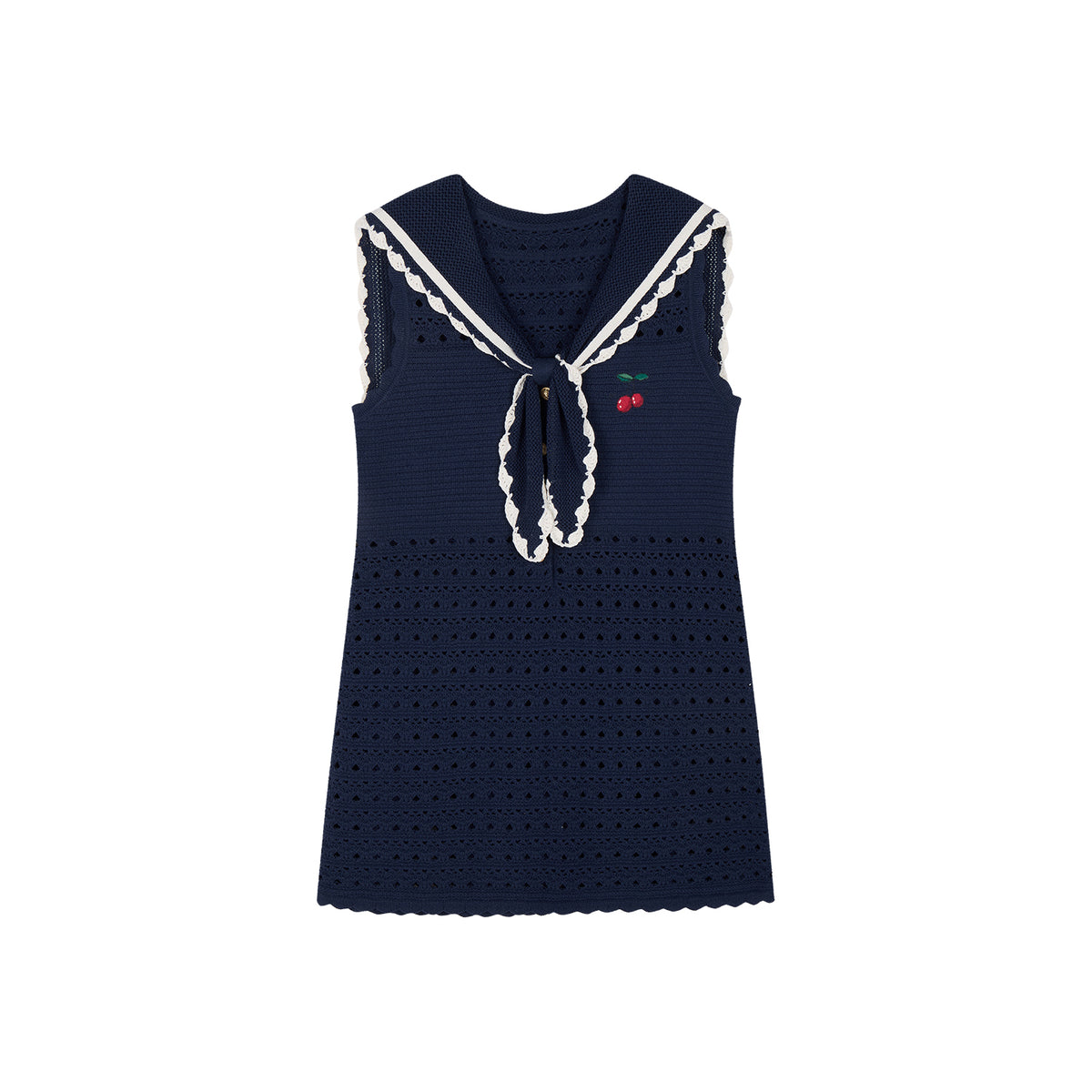 Sailor collar cutout knit vest dress