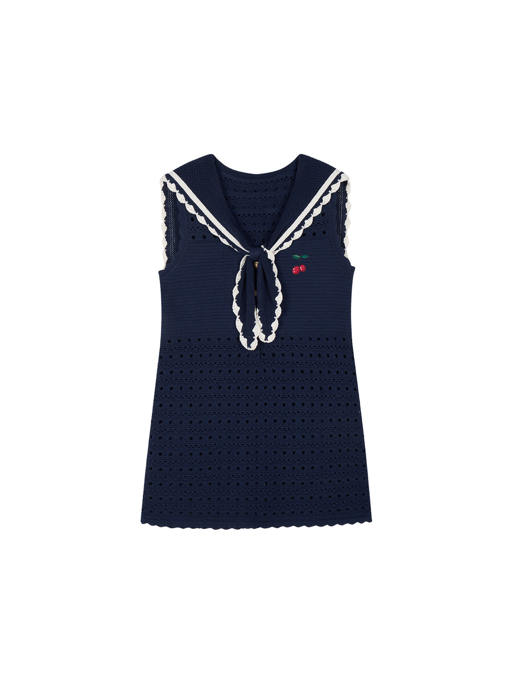 Sailor collar cutout knit vest dress