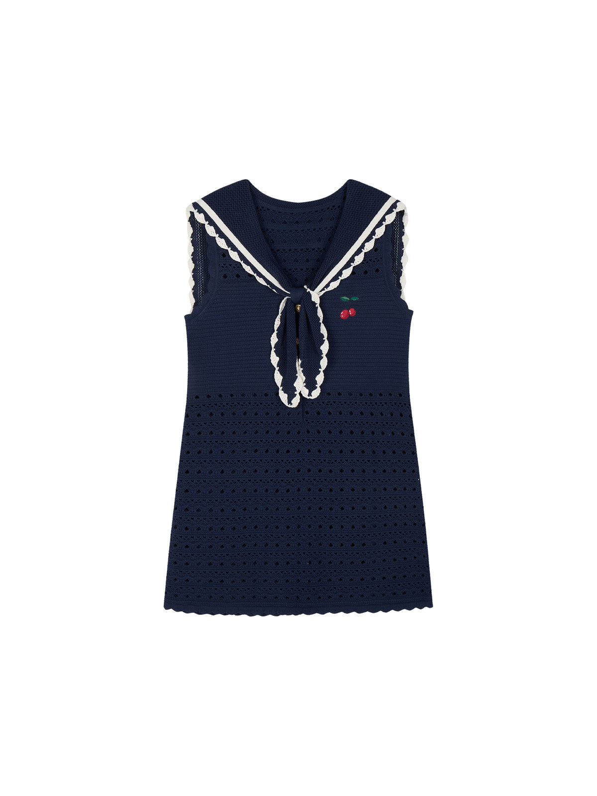 Sailor collar cutout knit vest dress