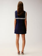 Sailor collar cutout knit vest dress