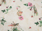 Insect and floral print curved pants