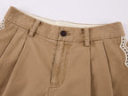 Lace insect and floral cutout embroidered shorts