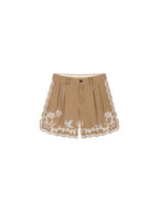 Lace insect and floral cutout embroidered shorts