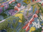 Insect and floral embroidered denim pants