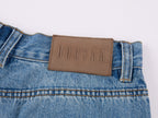 Insect-beaded rhinestone denim pants